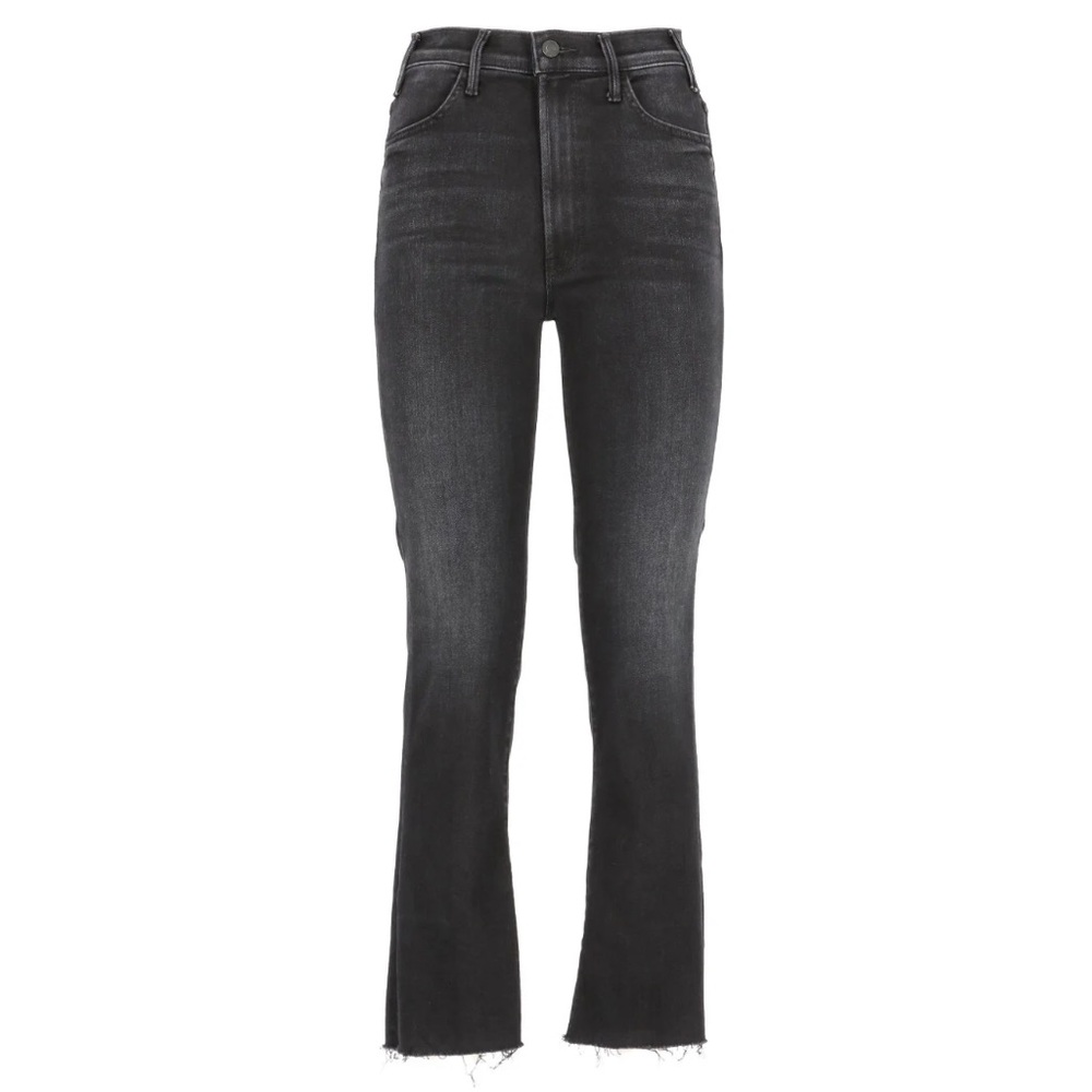 MOTHER Faded Black The Hustler Ankle Fray Jeans